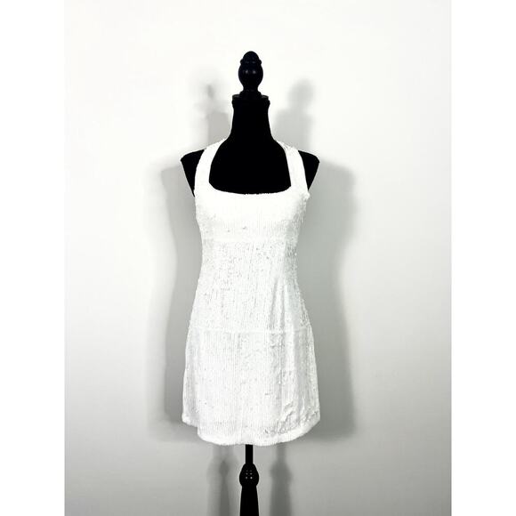 Show Me Your Mumu Samba Mini White Liquid Sequin Dress Medium - Picture 4 of 7